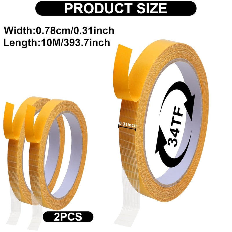 Engorgio Double Sided Adhesive Fabric Tape Heavy Duty，for Hem, Cloth, Fashion Dress，Curtains, High Adhesive Sticky but Removable and Residue Free. 0.31 in x 33FT x 2Rolls - Image 2